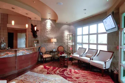 A beautiful, warm office interior shot of the waiting room
